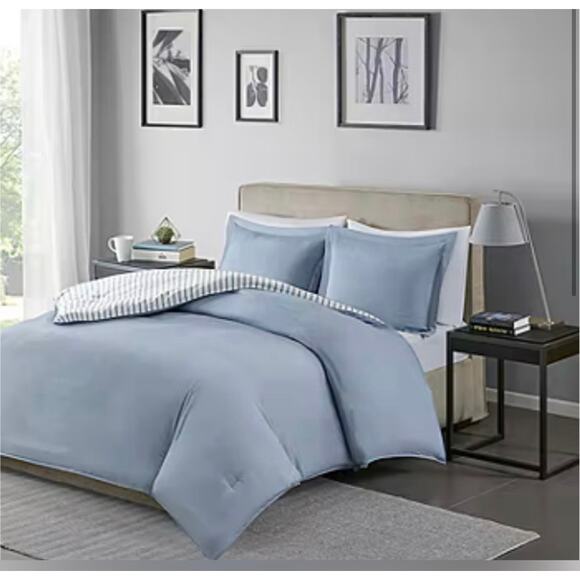 Threshold Blue and White Striped Duvet Cover Set - Picture 2 of 7